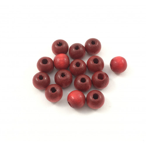 Round red 6 mm wood beads (pack of 10 beads)